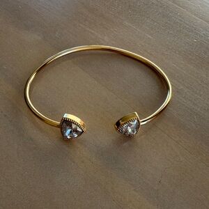 Gold Bangle with Crystal Accents - Small Wrist